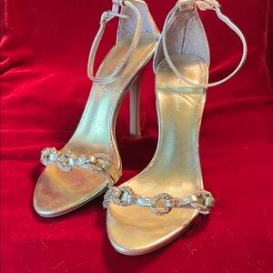 Elegant Gold Heels with Ankle Strap